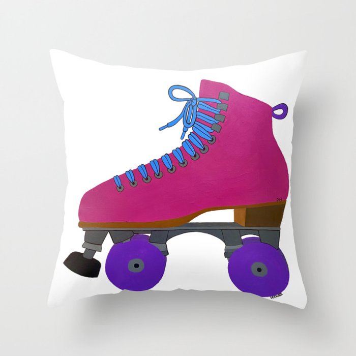 Pink Roller Skate Throw Pillow