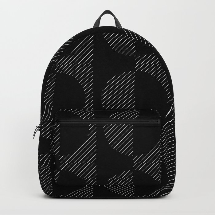 Stripes Circles Squares Mid-Century Checkerboard Black White Backpack