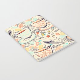 Birds, Flowers, and Tea Cups Pattern Notebook