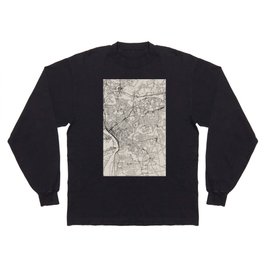 Springfield, Massachusetts - City Map - USA - Black and White Aesthetic Long Sleeve T-shirt