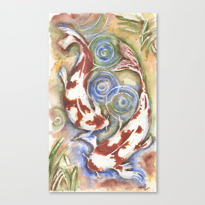 Koi Fish Watercolor Painting Canvas Print By Teenujadahari Society6