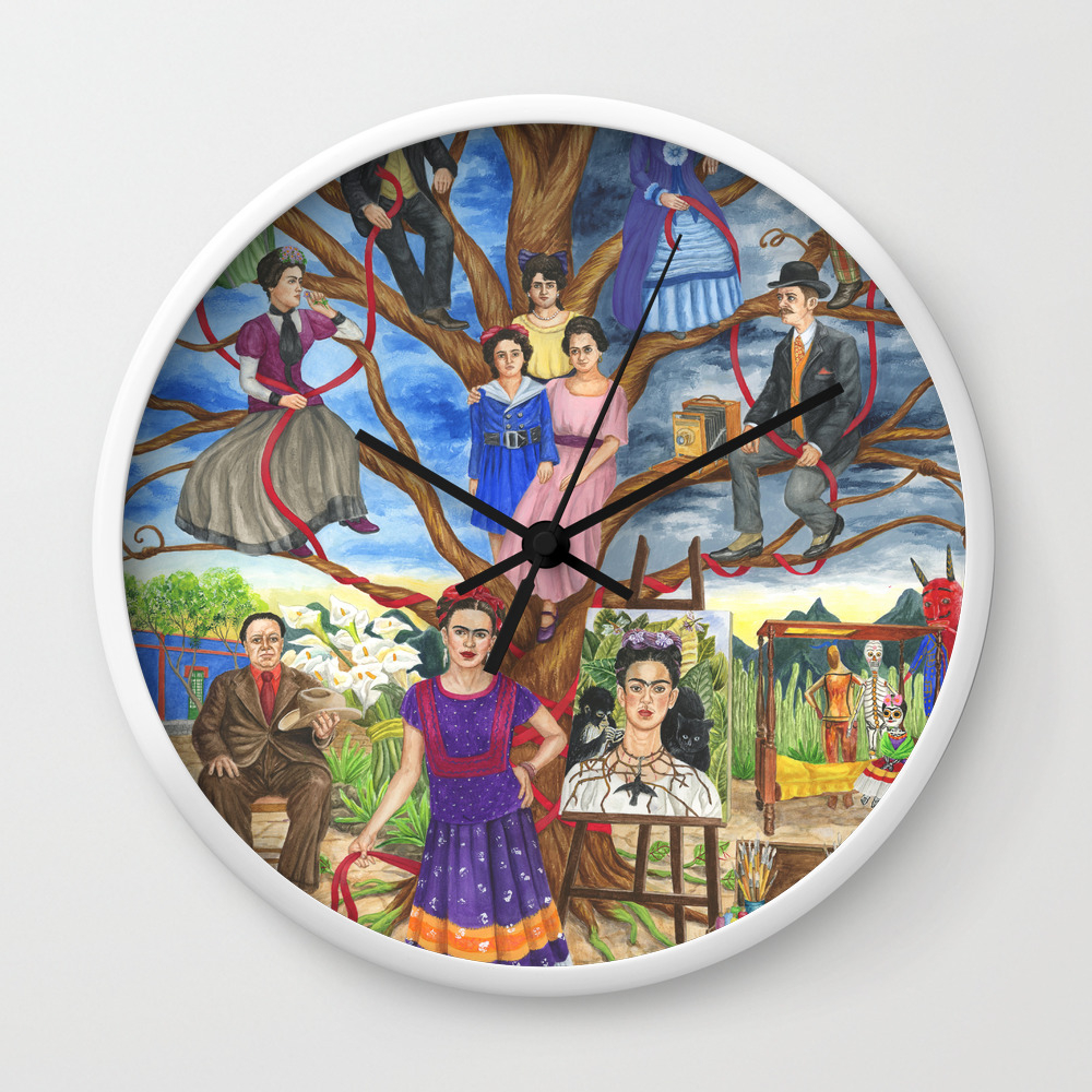Frida Kahlo Custom Family Tree Painting Wall Clock By