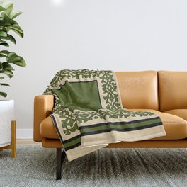 Oriental rug green and beige Throw Blanket