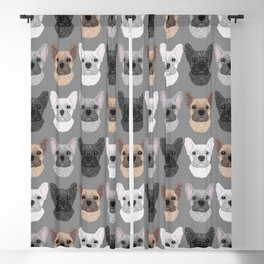 Frenchie Pattern Grey Blackout Curtain
