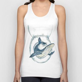 Whale in the bathroom painting watercolour  Unisex Tank Top