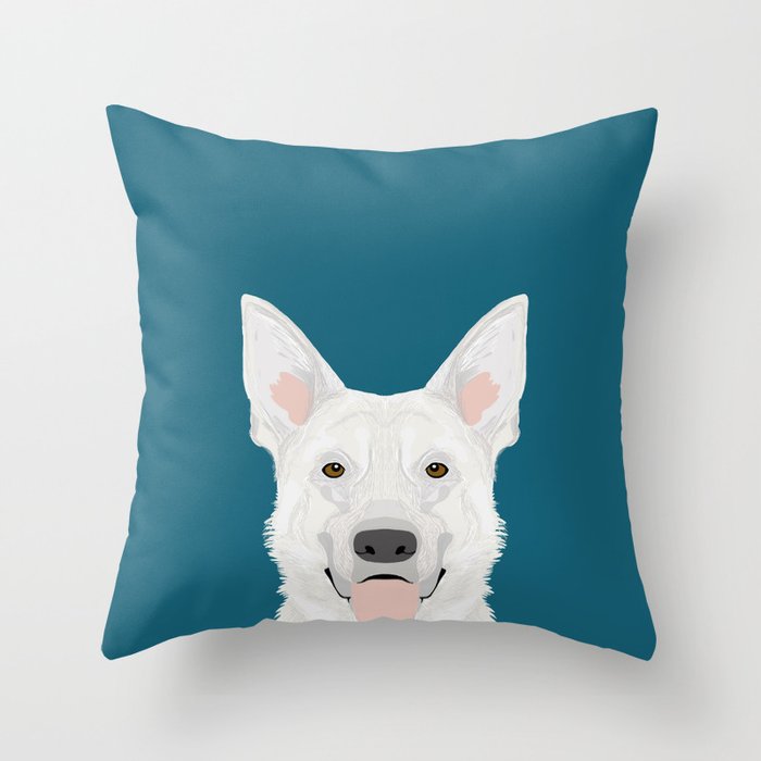 German Shepherd - White cute dog portrait Throw Pillow