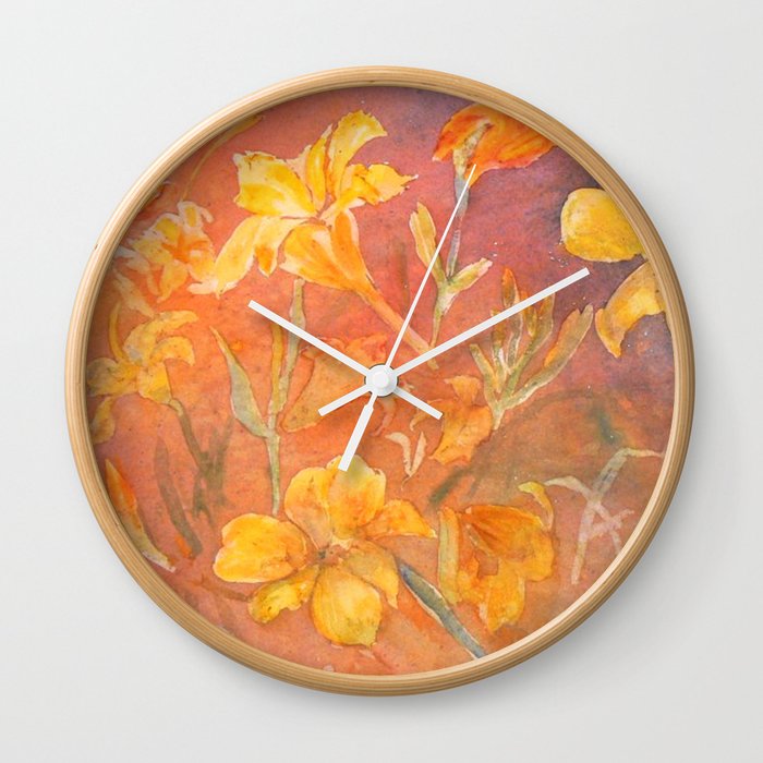 Layered Day Lilies Wall Clock