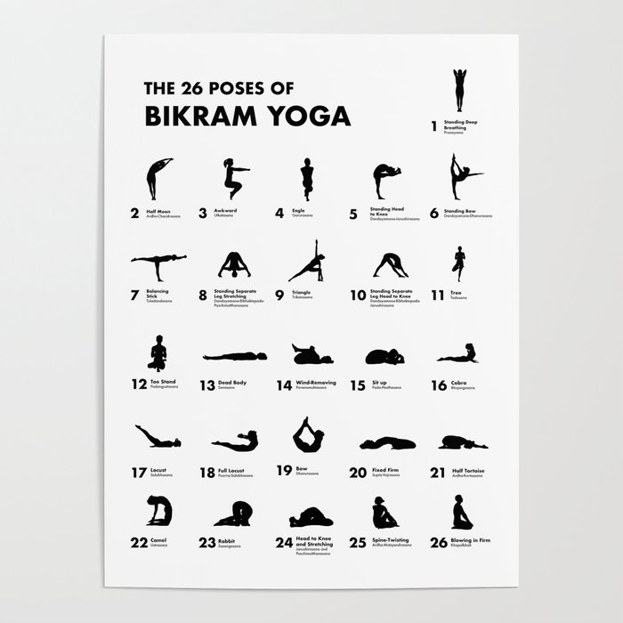 The 26 Poses Of Bikram Yoga Poster