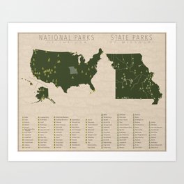 US National Parks - Missouri Art Print