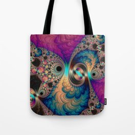 Purple Turquoise and Gold Fractal Paisley Tote Bag