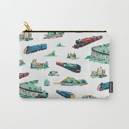 Busy Locomotives - Retro Children's Train Print Carry-All Pouch