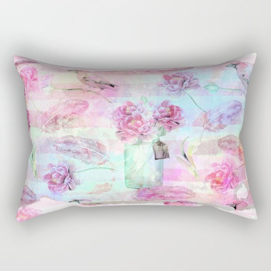 Summer pattern - Floral Flowers in pink on #Society6 Rectangular Pillow