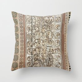 Orvieto Cathedral Facade Reliefs Mosaics Throw Pillow