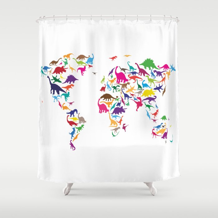 Dinosaur Map Of The World Shower Curtain By Artpause Society6 Dinosaur Map Of The World Shower Curtain