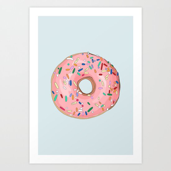 Strawberry Frost Donut Art Print