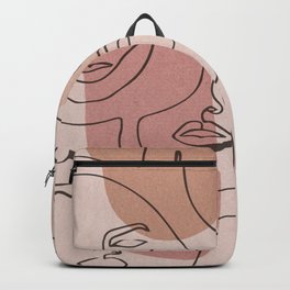 One Line Drawing Abstract Face Seamless Pattern Modern Minimalist Art Abstract Hand Drawn Faces Female Face On Watercolor Abstract Geo Shapes Backpack