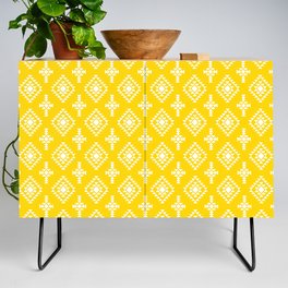 Yellow and White Native American Tribal Pattern Credenza