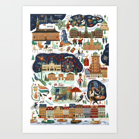 Copenhagen Map Art Print