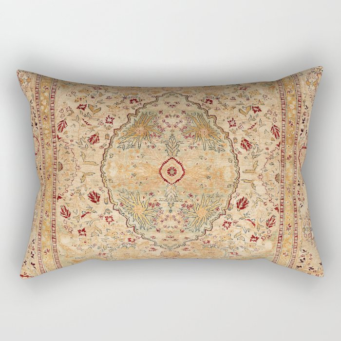 Silk Tabriz Azerbaijan Northwest Persian Rug Print Rectangular Pillow