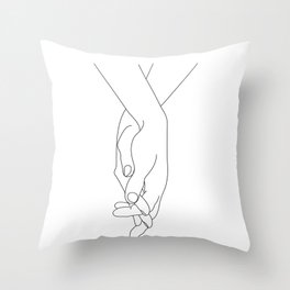 Holding Hands Line Art, Woman Hand Art Throw Pillow