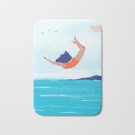 Jump Bath Mat | Digital, Coralprint, Beachprint, Seaposter, Jump, Summerposter, Summerprint, Summer, Drawing, Blueprint 