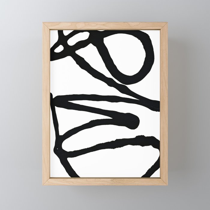 Brushstroke 7: A minimal black and white abstract mudcloth print by Alyssa Hamilton Art Framed Mini Art Print