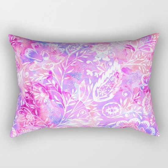 Feminine Folk Floral Rectangular Pillow