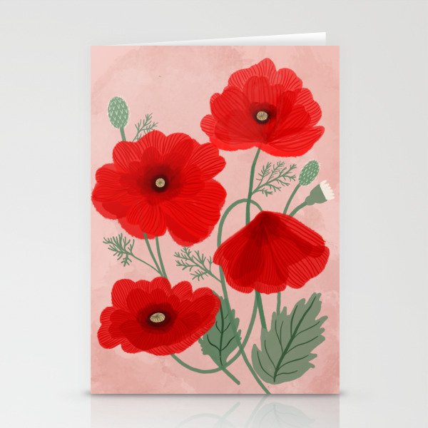 Summer Poppies Stationery Cards