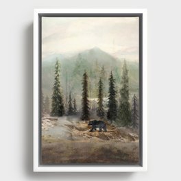 Mountain Black Bear Framed Canvas