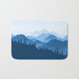 Classic Blue Mountains Bath Mat | Fog, Trees, Landscape, Tranquil, Digital, Mountainwallart, Pantone, Interiordesign, Mountainart, Skyline 
