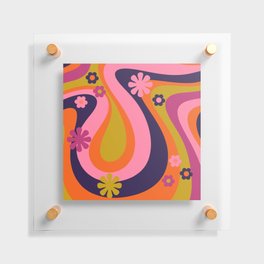 Too Groovy Retro Abstract Flower Power Pattern in Pink Lime Orange Magenta Blue Floating Acrylic Print