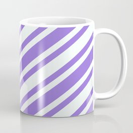 [ Thumbnail: Purple and Mint Cream Colored Pattern of Stripes Coffee Mug ]