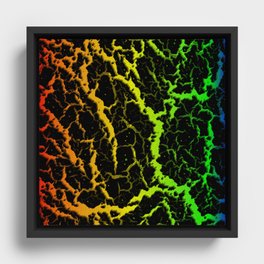 Cracked Space Lava - Rainbow ROYGB Framed Canvas