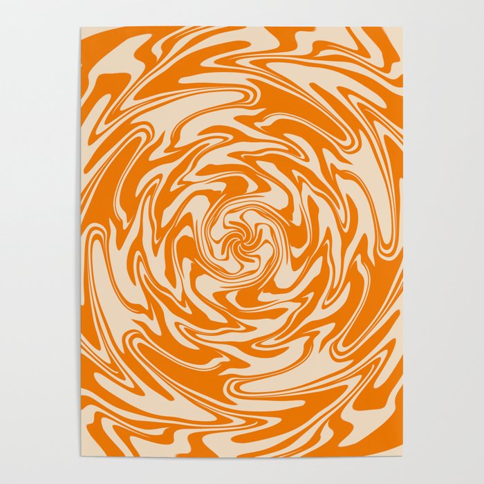 70s Retro Abstract Orange spiral Poster