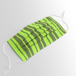 [ Thumbnail: Light Green and Dark Olive Green Colored Striped Pattern Face Mask ]