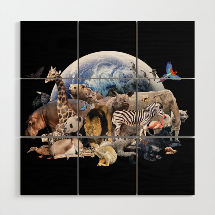 Earth Animal Animals Group Scene Wood Wall Art