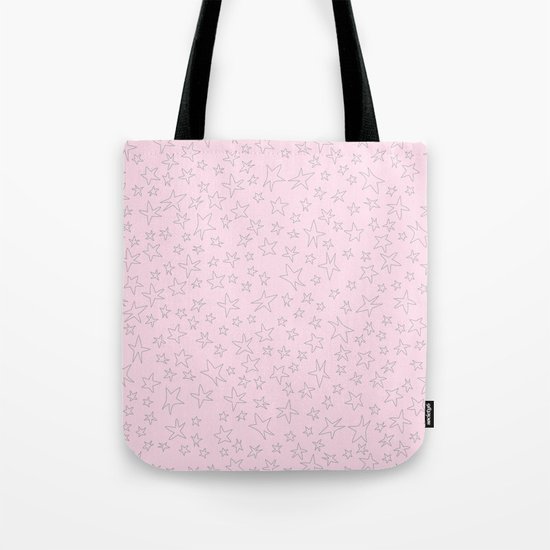 Grey handpainted little stars on pink backround Tote Bag