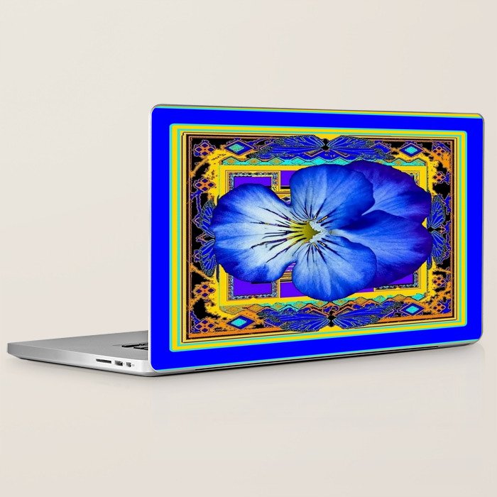 Blue Ribbon Beauty Pansy Art Abstract Design Laptop Ipad Skin