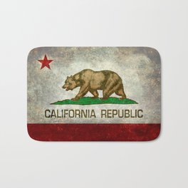 Californian flag Bear flag in grunge Bath Mat | Textured, Vintage, Califlag, Distressed, Flag, State, Californian, Republic, Cali, Bear 