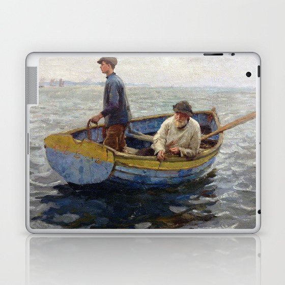 Fisherman vintage painting Laptop & iPad Skin