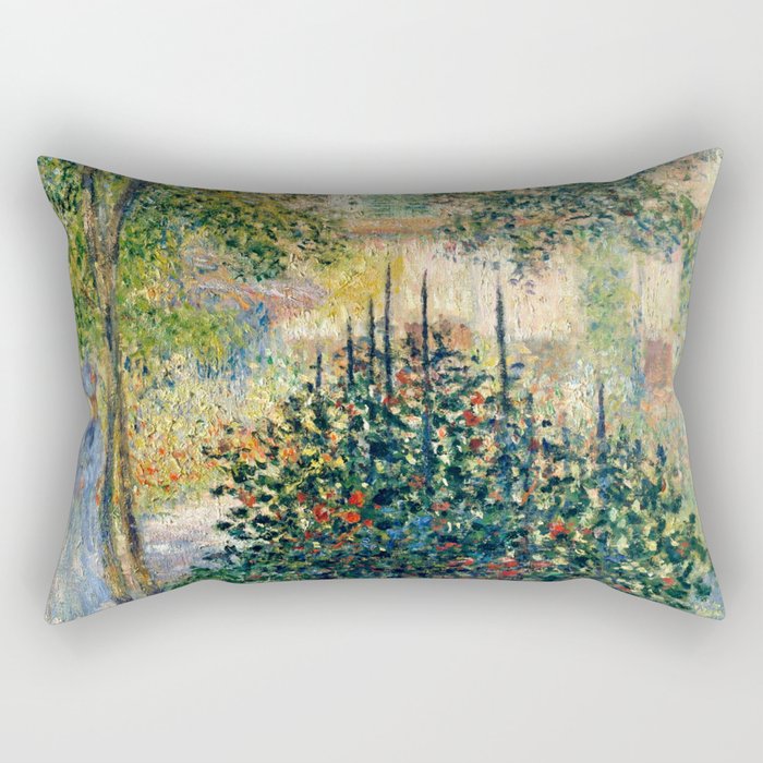 Claude Monet "Camille Monet in the garden at Argenteuil" Rectangular Pillow