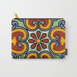 Talavera Mexican tile inspired bold design in green, gold, red and blue Carry-All Pouch