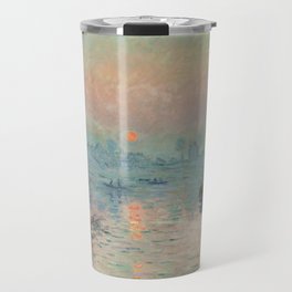 CLAUDE MONET. Sun setting on the Seine. Travel Mug