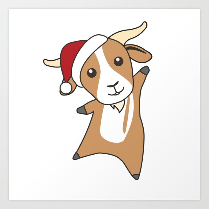 Goat Christmas Goats Winter Animals Art Print