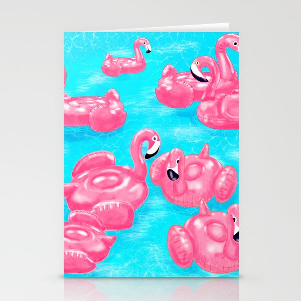 Flamingo Pool Stationery Cards