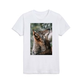 European Gray Wolf With Reddish Brown Spots In His Coat Kids T Shirt