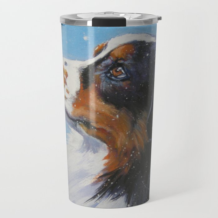 Australian Shepherd Dog Portrait Fine Art Painting By L A Shepard