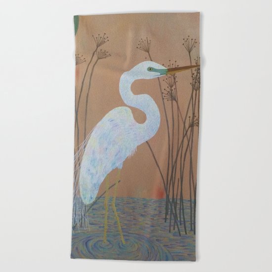 Unicorn Egret Beach Towel
