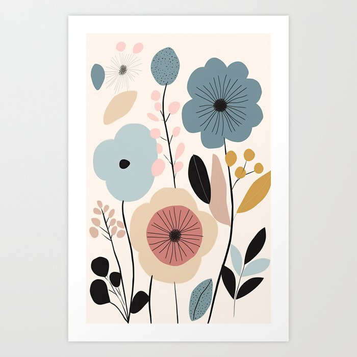 Midsummer Abstract Whimsical Flower Garden Art Print