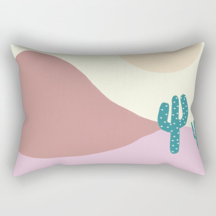 The Pink mountain and blue lagoon Rectangular Pillow